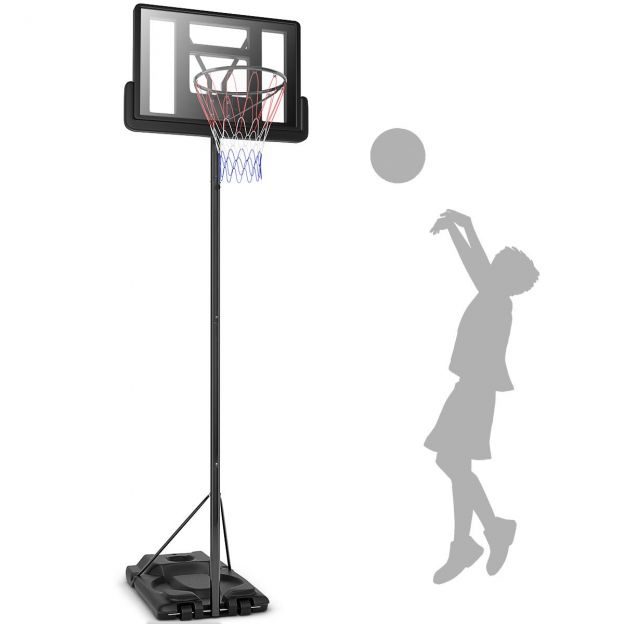 180–305 cm ulatuses reguleeritava kõrgusega korvpallikorv alusel ja kahe rattaga lastele