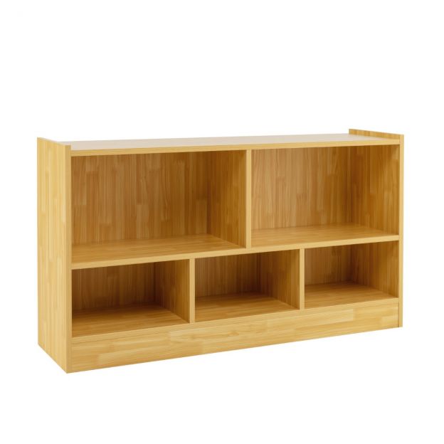 Lastemänguasjade puidust kapp, laste riiul, raamaturiiul 111 x 30 x 61,5 cm, kollane