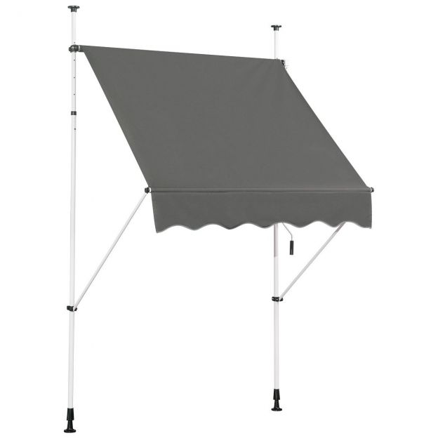 Väljatõmmatav varikatus päikesekaitseks, vända abil kõrgusreguleeritav markiis 150 x 120 cm hall