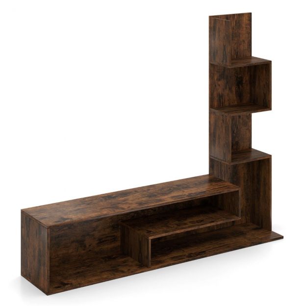 Puidust telerikapp, telerilaud raamaturiiuliga kuni 50" teleritele, 144,5 x 29,5 x 121 cm, pruun