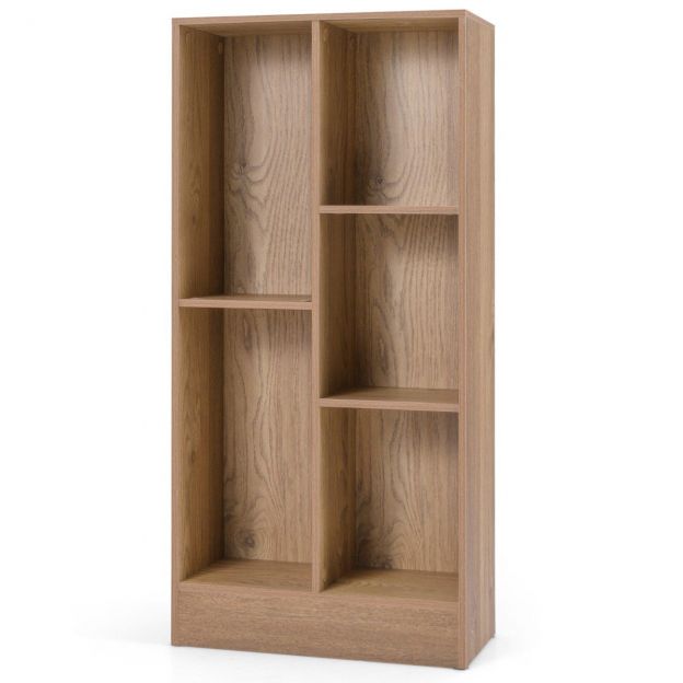 Raamaturiiul 5 sektsiooniga põrandariiul kuubikriiul kontoririiul hoiuriiul 50 x 24 x 104 cm naturaalne
