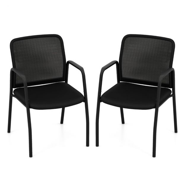Konverentsitoolid, 2-osaline komplekt, külastajatoolid käetugedega, kontoritoolid kandevõimega kuni 150 kg, mustad