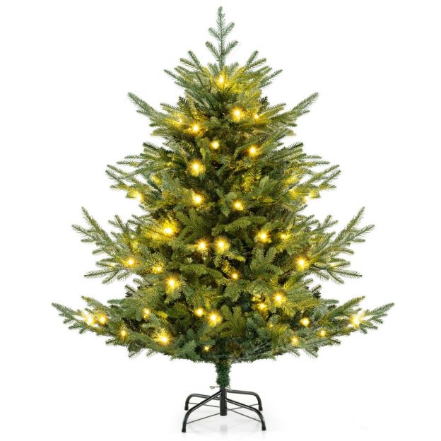 135 cm kunstkuusk valgustusega, 160 sooja valge LED-tulega ja 8 valgusrežiimiga