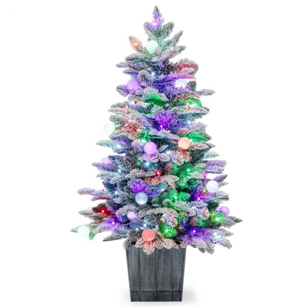 100 cm kunstlik lumega jõulukuusk 80 mitmevärvilist LED tuld