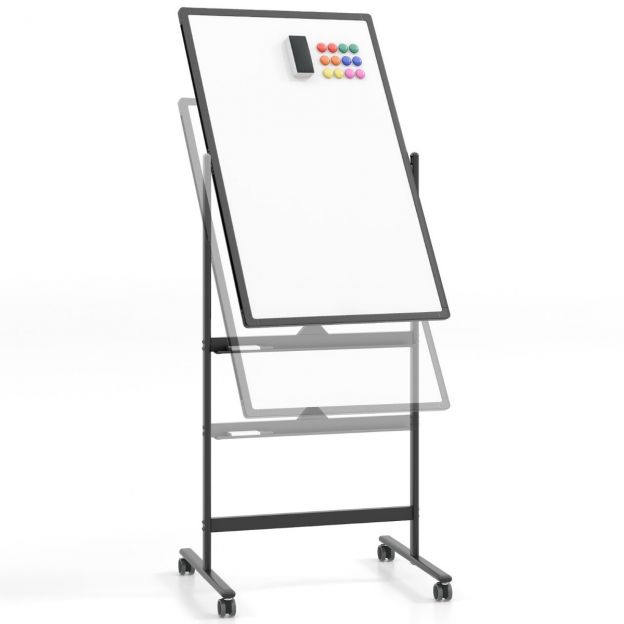 Kahepoolne mobiilne tahvel koos markeririiuli ja tarvikutega kooli ja kontori jaoks, 60 x 90 cm, must