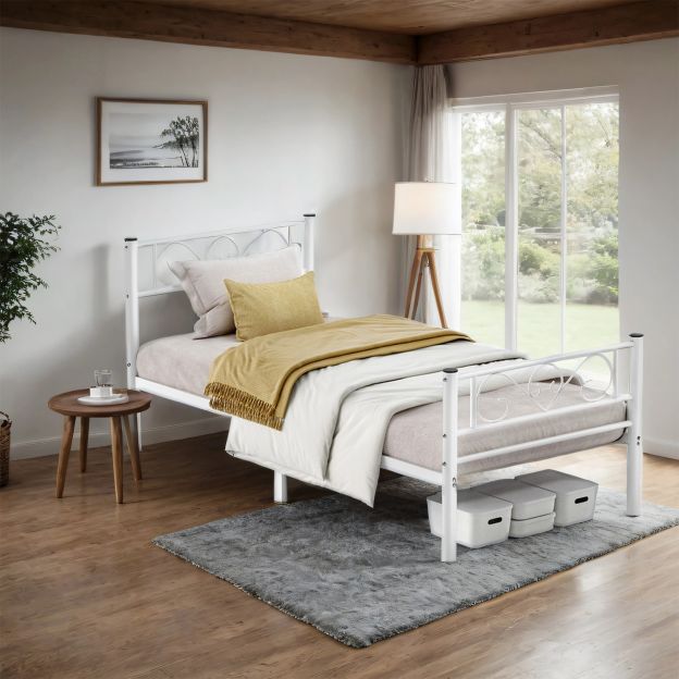 Üheinimesevoodi raam, külalistevoodi, voodiraam, sobib 190 x 90 cm madratsile, metallist üheinimesevoodi, voodiraam, lihtne paigaldus, tindimust