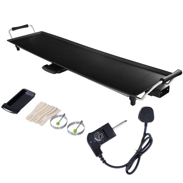 1800 W elektriline grillplaat siseruumide BBQ-grill, reguleeritava temperatuuriga, 90 x 23 cm, must