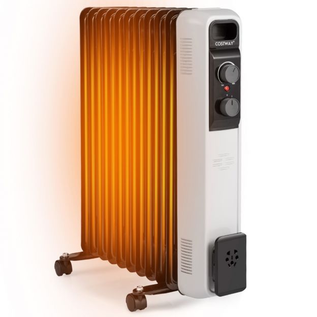 Õliradiaator, elektriline kütteseade, 3 soojendusastmega, 49 × 24 × 62 cm, must