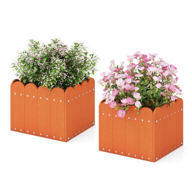 2 tk ilmastikukindlad HDPE aiataimepotid, ristkülikukujuline lillekast 32 × 30 × 25 cm, oranž