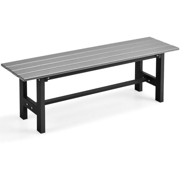 Kahekohaline aiapink restist istmega, kandevõime kuni 300 kg, mõõtmed 120 × 36 × 40,5 cm, hall