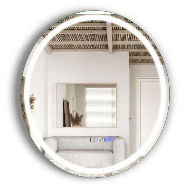 Vannitoapeegel uduvastase funktsiooni, kella, puutelüliti ja mälufunktsiooniga, peeglisoojendus, hämardatav LED-peegel 3000K–6000K, 60 × 60 cm