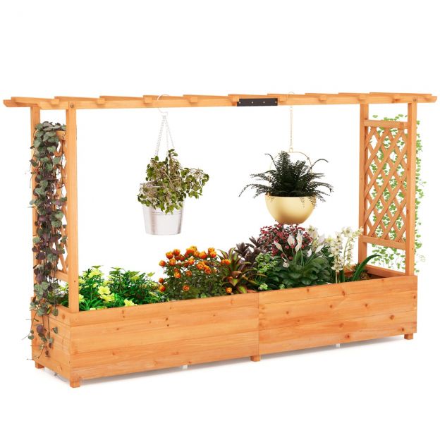 Puidust kõrgpeenar ronimisresti, rippuva katuse ja ronitugi istutuskastiga 200 × 44 × 114 cm