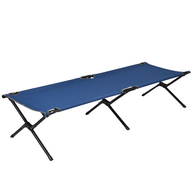 Välivoodi matkavoodi metallraamiga, kokkupandav klapvoodi, kandevõime kuni 135 kg, 190 x 67 x 42 cm, sinine