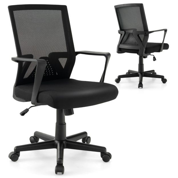 Ergonoomiline kontoritool nimmetoe ja kiikmehhanismiga, must kirjutuslauatool