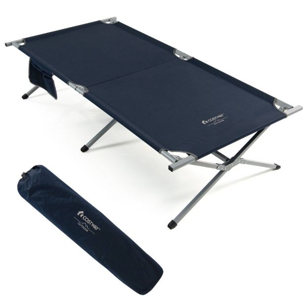Kokkupandav XXL välivoodi 214,5 x 106 cm küljetaskuga