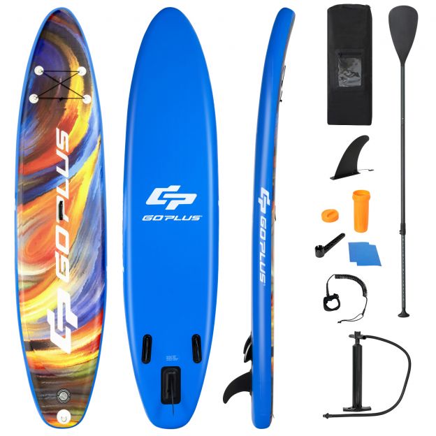Paddle Board Stand-Up täispuhutav aerulaud 335 x 76 x 15 cm, tähistaeva mustriga, värviline