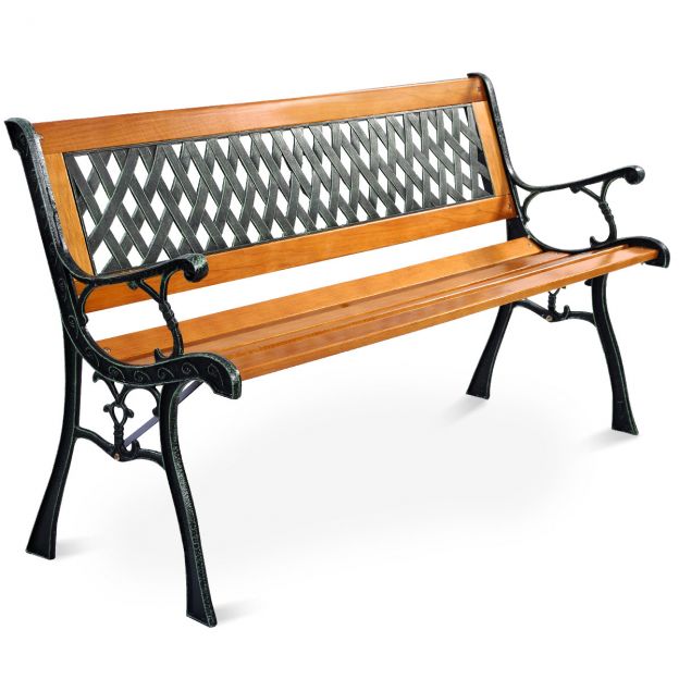 Malmkonstruktsiooniga aiapink välitingimustes 125 x 52 x 73 cm must naturaalne