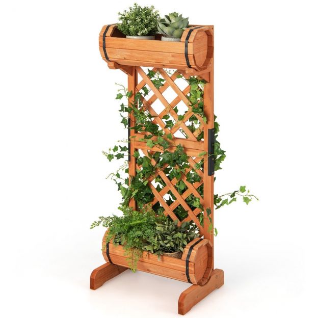 Puust kõrgendatud aiavoodi võrega 45,5 x 36 x 113 cm oranž