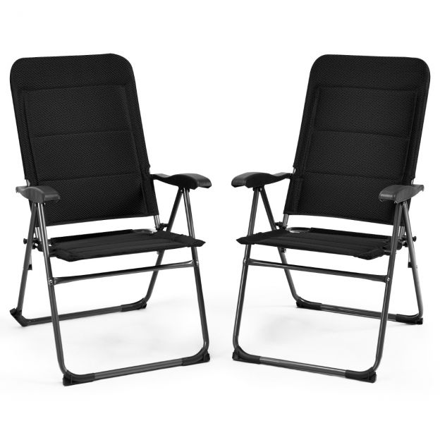 2-osaline aiatoolide komplekt, kokkupandavad toolid 7-astmeliselt reguleeritava seljatoega 76 × 60 × 103,5 cm must