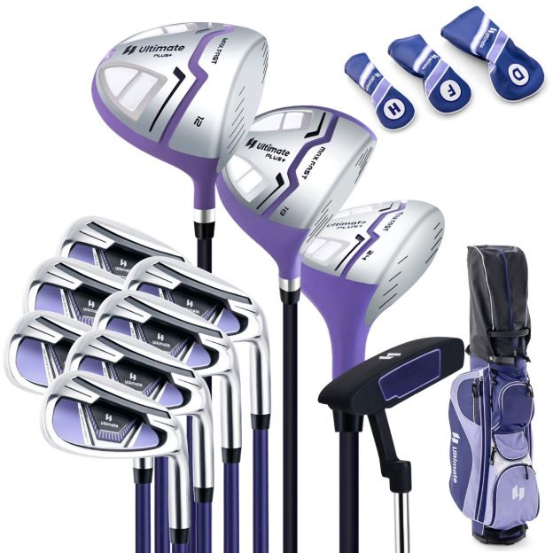 Naiste golfikeppide komplekt 11-osaline paremakäeline vihmakattega lilla