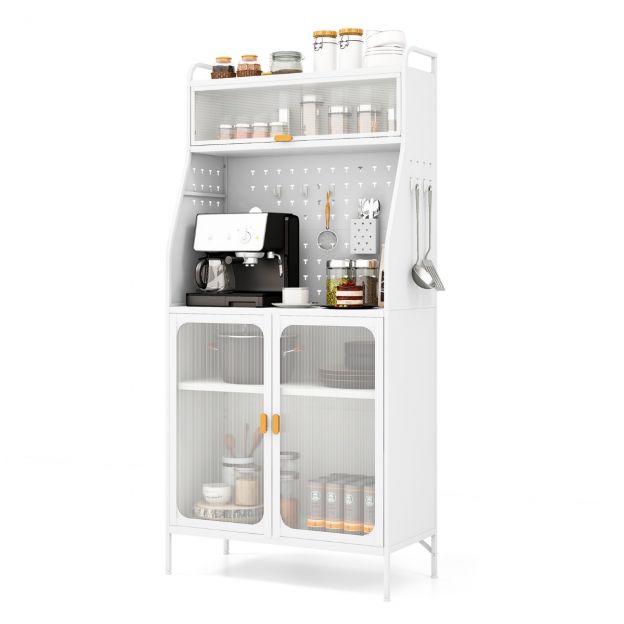 Köögikapp, köögipuhvet tihvtplaadi ja reguleeritava riiuliga, 76 × 36 × 161 cm, valge