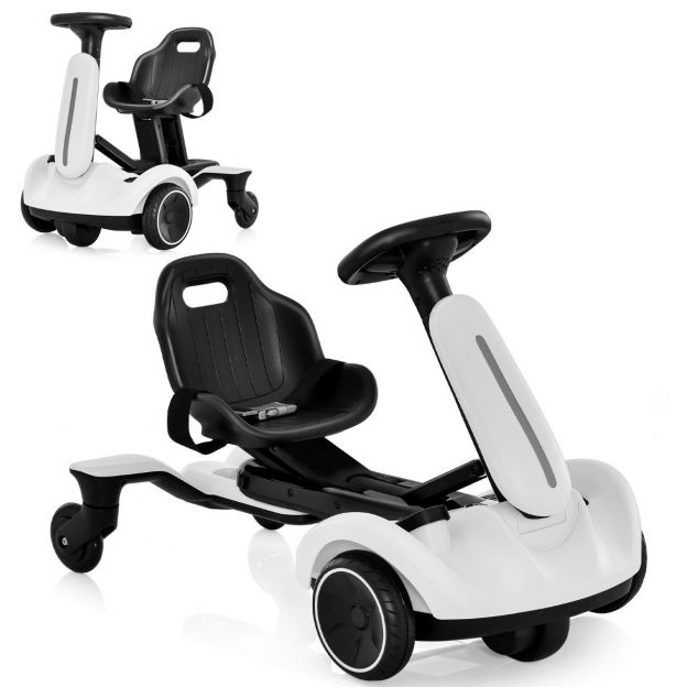 6V kardiga elektriline driftiauto lastele elektriline kart, 2-suunas reguleeritava istmega valge