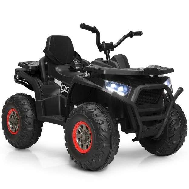 12V elektriline laste ATV esilaternaga, 4-rattaline lasteauto, elektriauto lastele alates 3. eluaastast, must