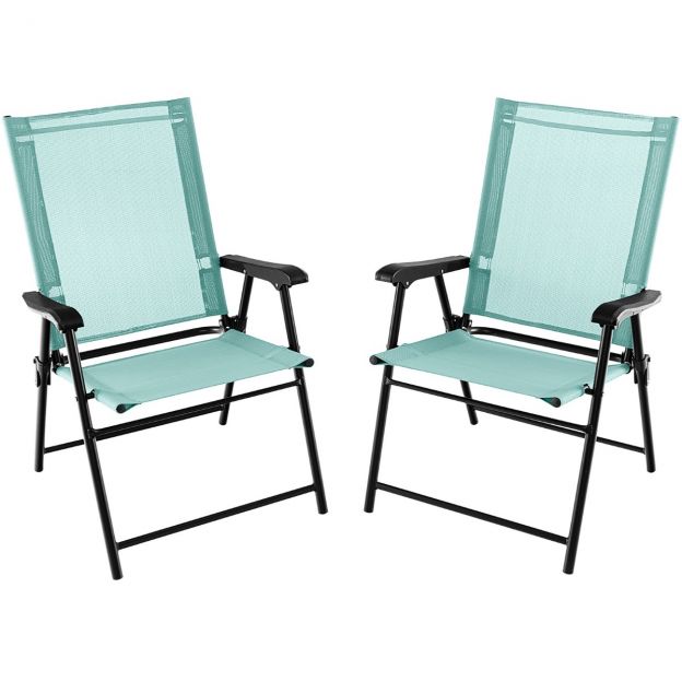 Kahe terrassi kokkupandava rannatooli komplekt, mõõtmetega 65 × 60 × 93 cm, mündiroheline