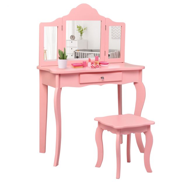 Soengulaud ja taburetikomplekt lastele 70 × 34 × 103 cm roosa
