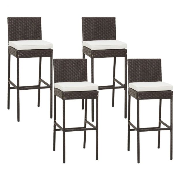 Komplekt neljast rotangist baaripukist terrassile, 40 × 50 × 108 cm