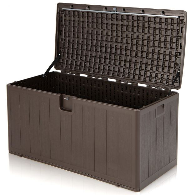 Suur hoiukast 400 l mahutavusega päikesekaitsega kirst 127,5 x 64 x 64 cm pruun