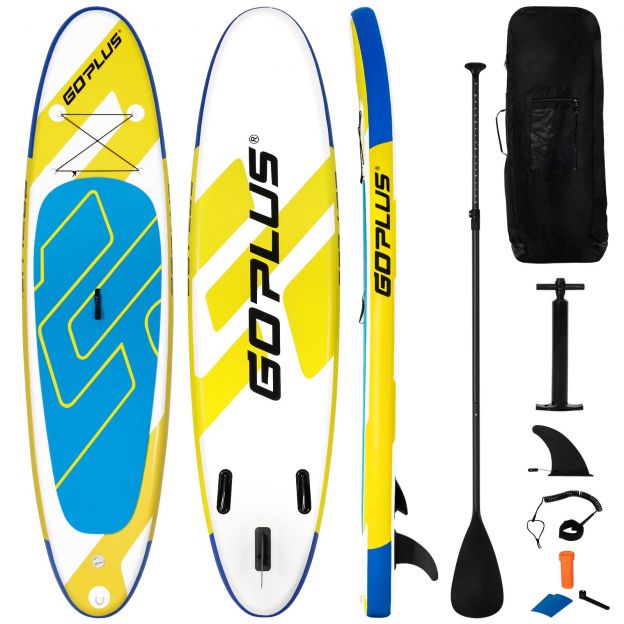 SUP-laud, täispuhutav stand up paddle laud, kerge laud 335 x 76 x 15 cm sinine + kollane + valge
