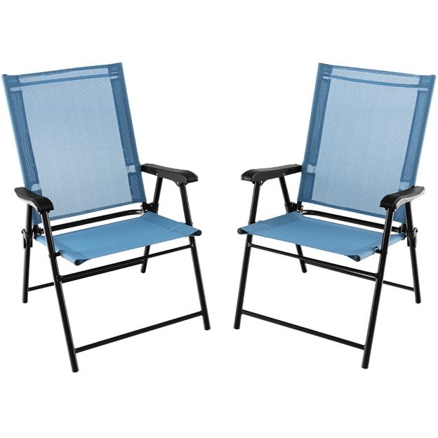 Rannatoolide komplekt, 2 terrassi kokkupandavat tooli, 65 x 60 x 93 cm, sinine