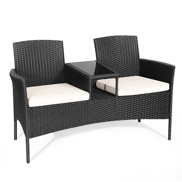 Terrassisofa kulumiskindel aiamööblikomplekt 138 x 62 x 85 cm valge
