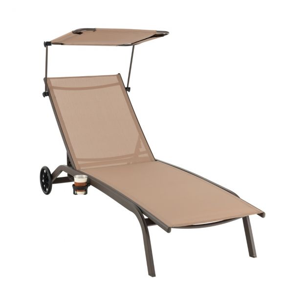 Terrassilama välistingimustes lamamistool ratastega, metallist, pruun