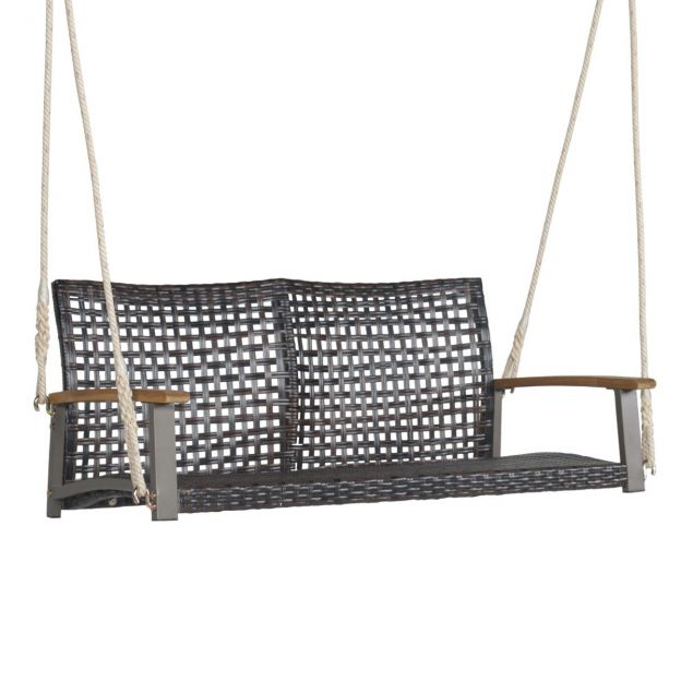 Kiikpink õue, PE-rotangist ripppink 2 köiega 131 x 68 x 54 cm