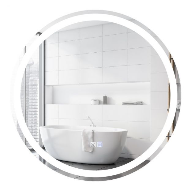 Ümmargune LED-peegel vannitoapeegel seinapaigalduseks 3000 K-6000 K Ø 60 cm