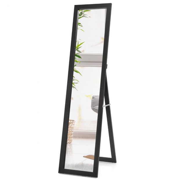 2-ühes täispikk peegel puidust raamiga 37 x 155 cm must