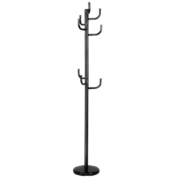 Mustast metallist 8 konksuga riidenagi, 38 × 175 cm