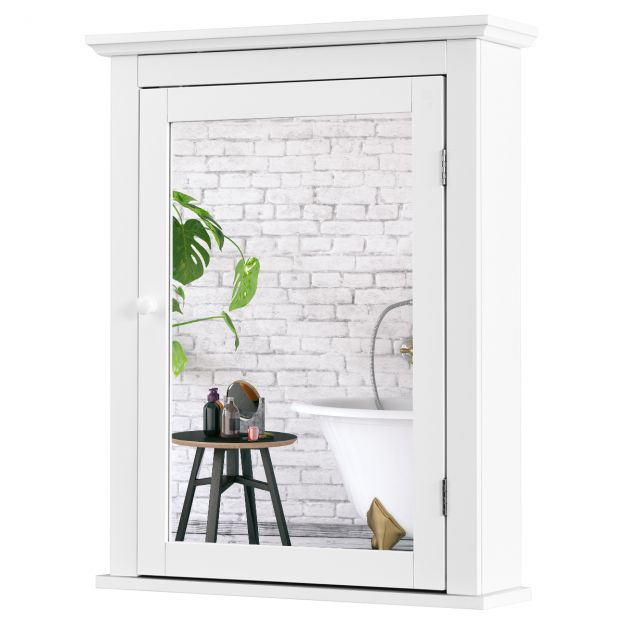 Peeglikapp vannituppa seinakapp peegliga valge vannitoapeeglikapp riputatav puidust 56 x 15 x 69,5 cm