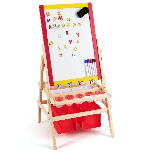 3-ühes laste molbert, kahepoolne valgetahvel ja kriiditahvel, 52,5 × 51,5 × 106,5 cm