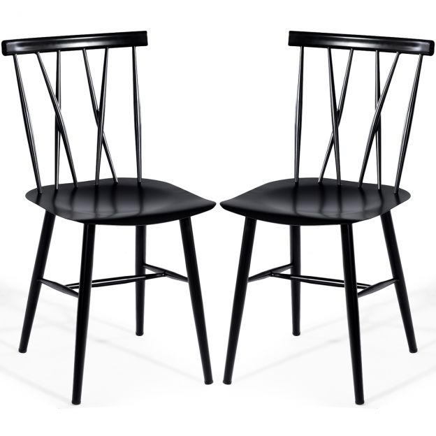 2-osaline metallist söögitoolide komplekt, istumiskõrgus 43,5 cm, X-kujulise seljatoega, 2-pakend tööstuslikke Trattoria toole