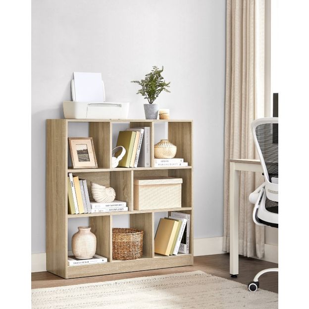 VASAGLE Bookshelf, Wooden Bookcase with Open Cubbies, Free Standing Storage Unit for Living Room, Bedroom, Children’s Room, 97.5 x 30 x 100 cm, Oak Colour LBC52NL