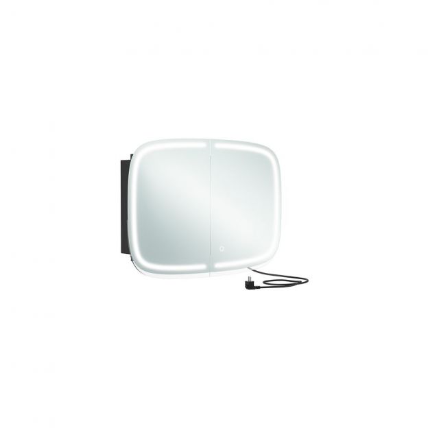 Vannitoa LED valgustusega peegelkapp, 13,5 x 80 x 59,6 cm, must