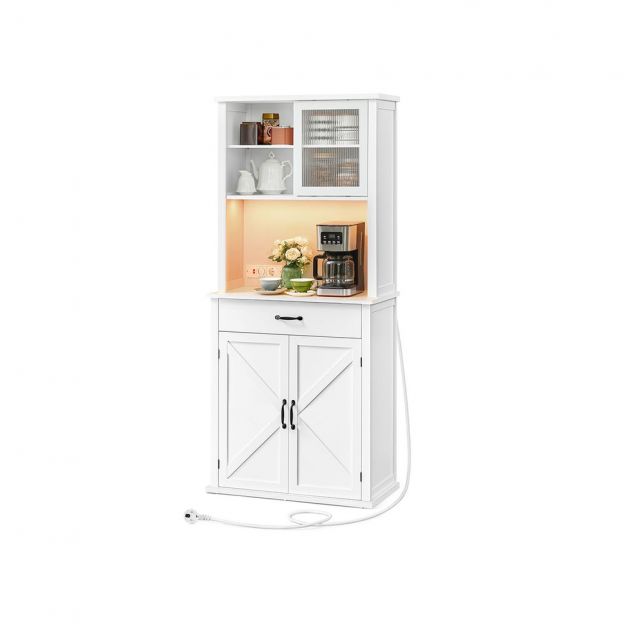 Puhvetkapp valgustiga 39,7 x 80,4 x 180,3 cm pilvevalge