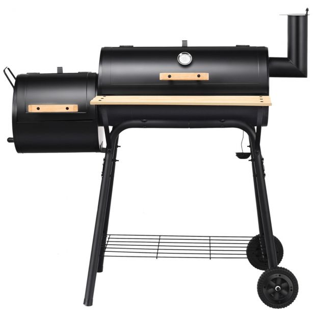 BBQ-söegrill ratastega grillkäru kaanega õuegrill 115 x 65 x 108 cm must