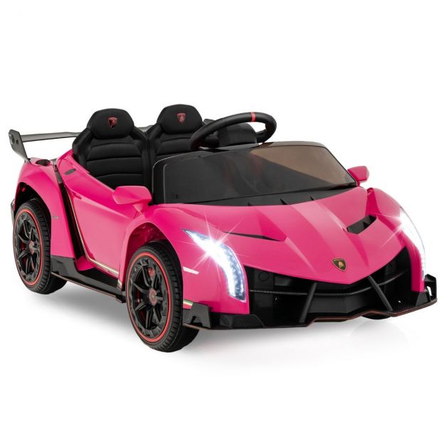 Laste Lamborghini elektriauto kaugjuhtimispuldiga & LED-esituled & signaal & muusika lasteauto roosa