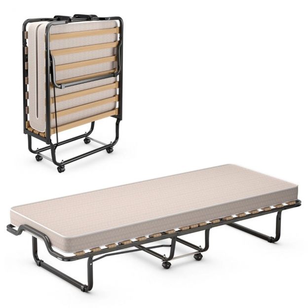 Kokkupandav ratastega voodi luksusliku madratsiga 200 x 90 x 41 cm, beež Valmistatud Itaalias Päritolu: Itaalia