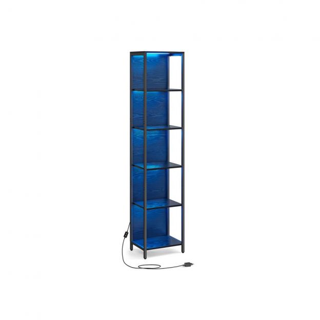 Raamaturiiul LED valgustusega, 30,3 x 40 x 178,6 cm, must